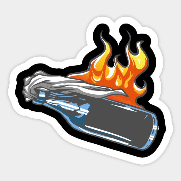 Molotov bomb protest Sticker by Frispa